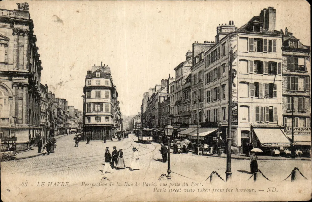 Le Havre — Perspektive der Rue de Paris, Blick vom Hafen — Verlag ND, n°43 - Vorderseite