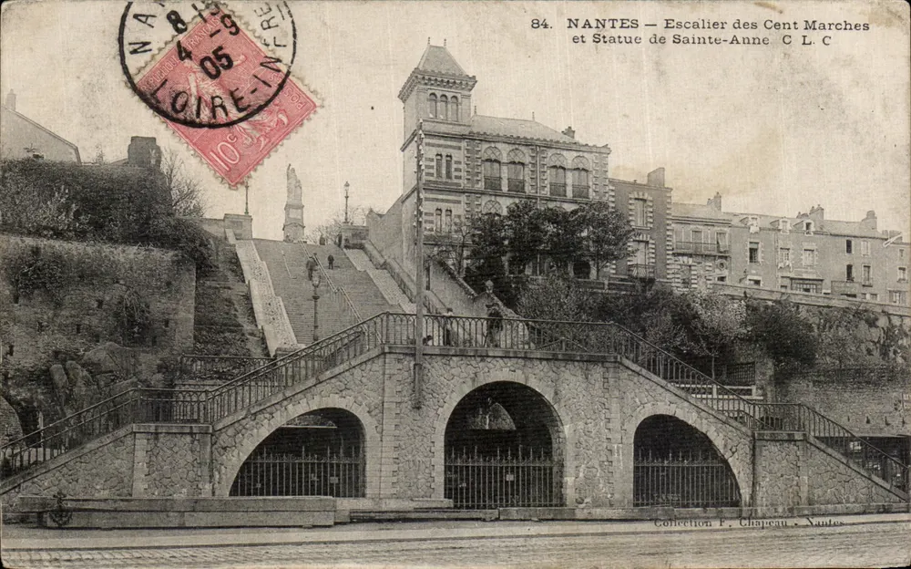 NANTES — Treppen der Hundert Stufen und Statue der Heiligen Anne — Sammlung F. Chapeau, Nantes - Vorderseite