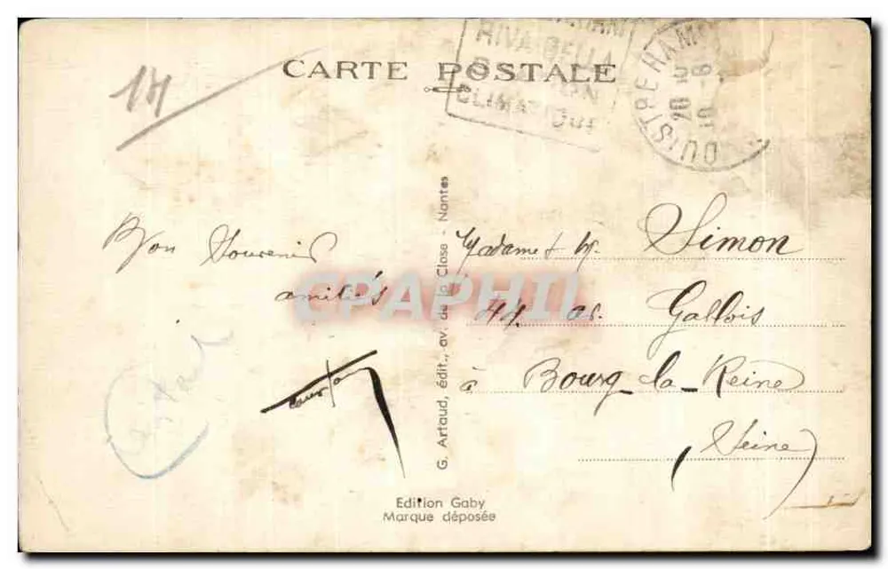 Ouistreham-Riva-Bella (Calvados) — Abfahrt des Dampfers, der den Leuchtturm bedient — Siby, n°40 - Rückseite