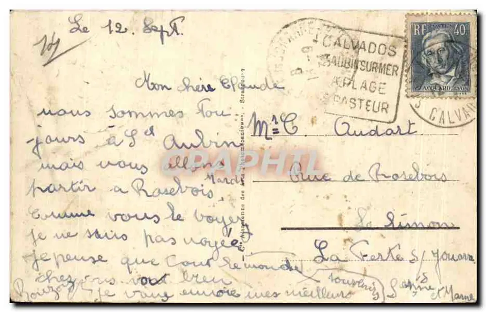 St-Aubin - Vista da Praia — Grande Bazar D. Mériel — n° 103 - Verso
