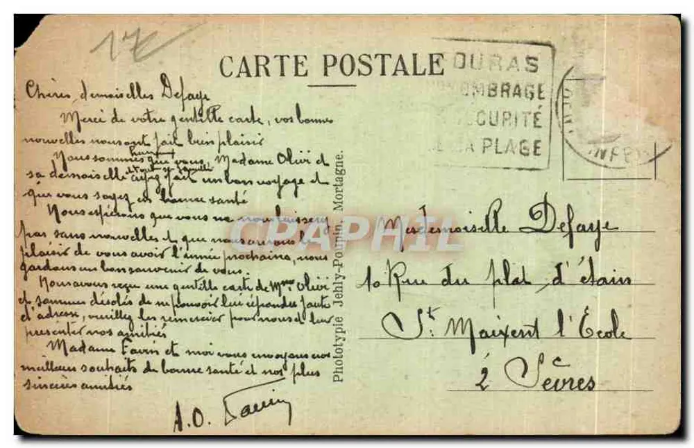 Fouras (Charente-Inf.) — Costa Selvagem - Porto Sul — Fototipia Jenly-Fournier - Verso