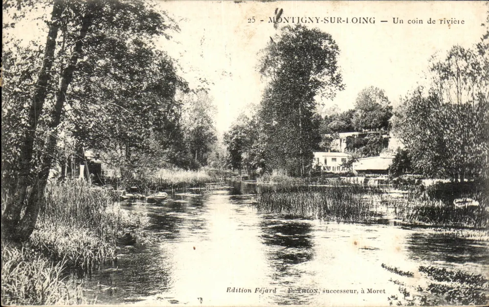Montigny-sur-Loing — Ein Stück Flussufer — Édition Féjard, D. Trion, Nachfolger, in Moret - Vorderseite
