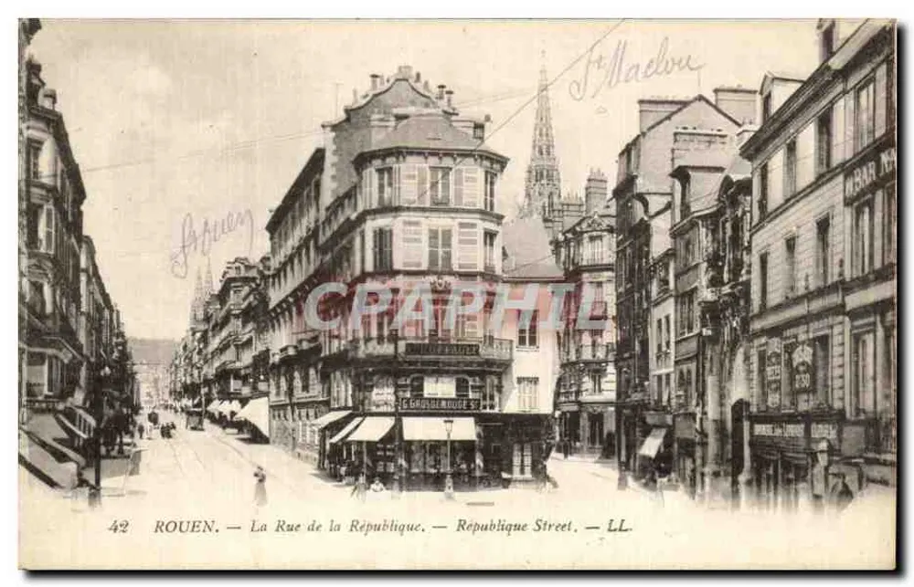 Rouen — Ansicht der Rue de la République — Verlag LL - Vorderseite