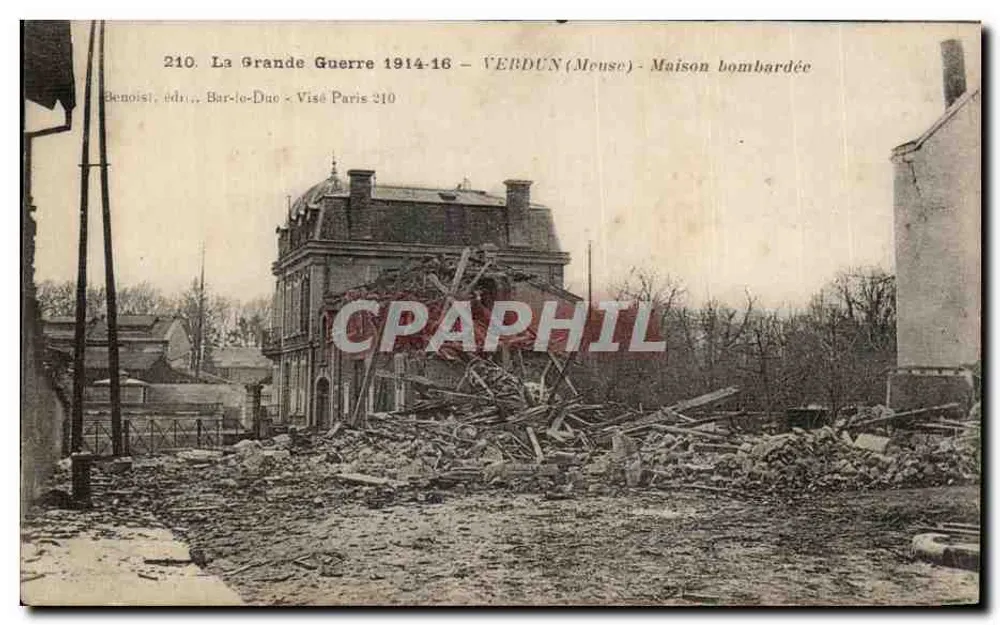 Verdun (Meuse) — Geborstenes Haus — Benoist, Verlag, Bar-le-Duc — Visé Paris 210 - Vorderseite