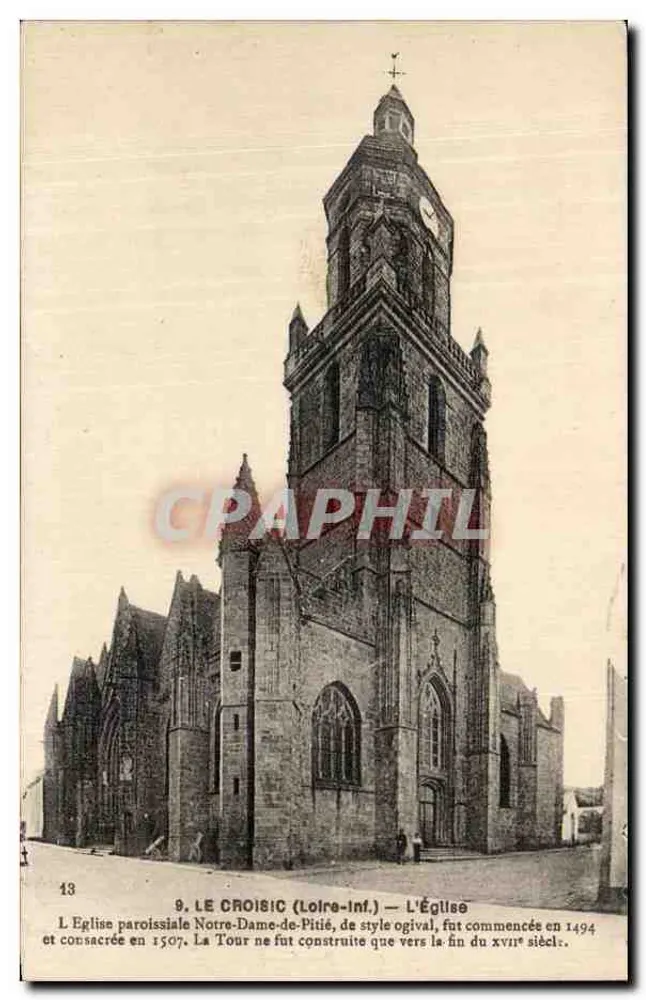 Le Croisic (Loire-Inf.) — A Igreja Notre-Dame-de-Pitié e sua torre - Frente