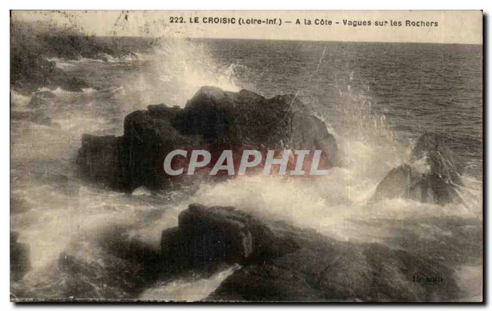 Le Croisic (Loire-Inf.) — An der Küste — Wellen auf den Felsen — Verlag: Léon Léon - Vorderseite