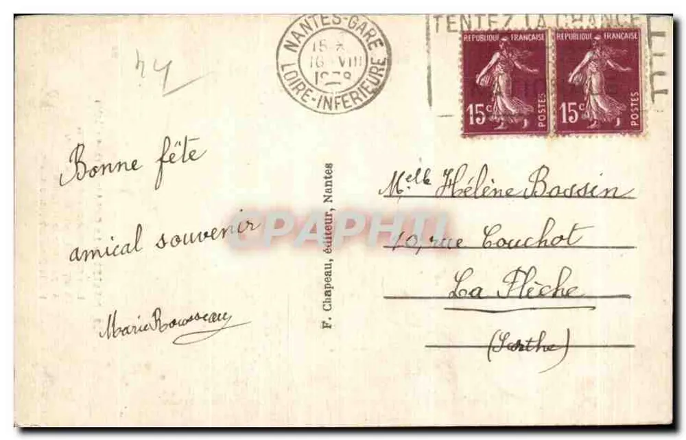 NANTES — A Catedral (século XV) — F. Chapeau, editor, n° 123 - Verso