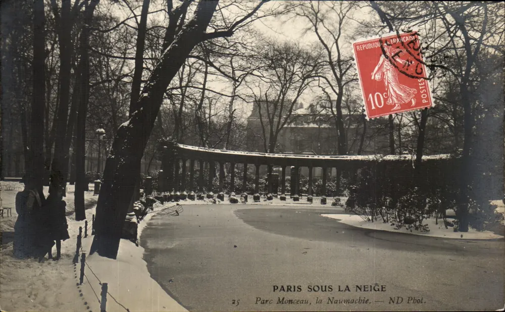 Paris unter Schnee — Parc Monceau, die Naumachie — ND Pbol. - Vorderseite