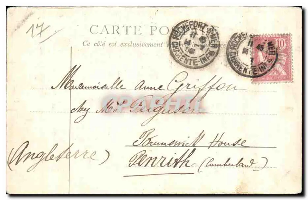 Pont de Pillié — vue du pont suspendu sur le canal à Rochefort-sur-Mer — éditeur Kunzli Frères éditeurs, Paris - Verso