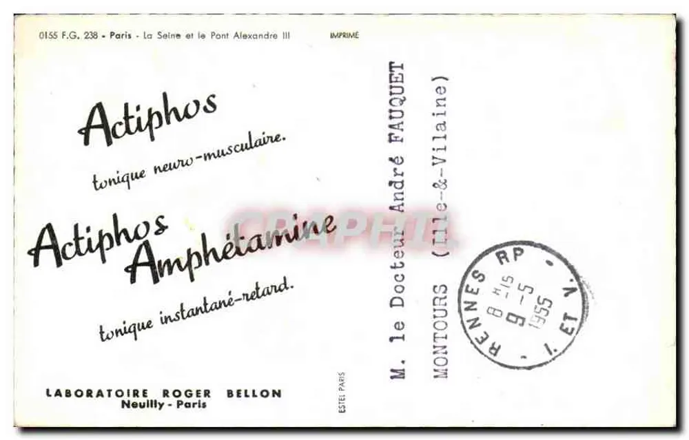 Paris - Die Seine und die Brücke Alexandre III — Gedruckt von F.G. 0155 - Rückseite