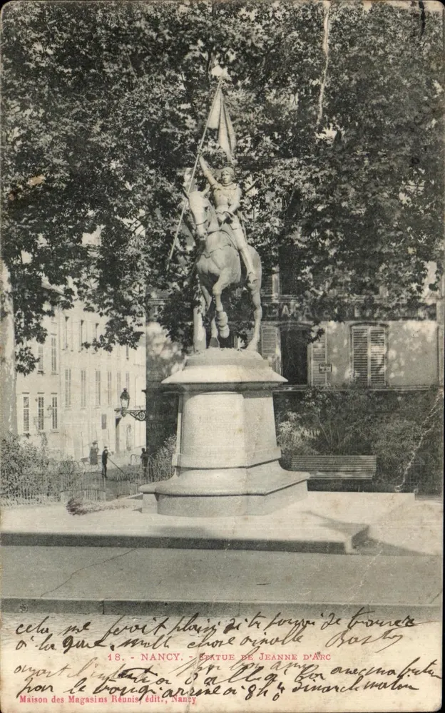 NANCY — Statue équestre de Jeanne d'Arc — Maison des Magasins Réunis, édit. n°18 - Frente