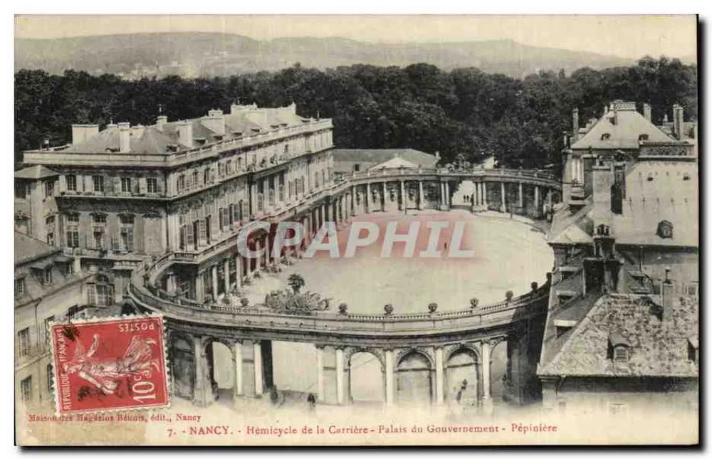 Nancy — Hémicycle de la Carrière - Palais du Gouvernement - Pépinière — Maison des Impressionneurs, édit., Nancy - Vorderseite