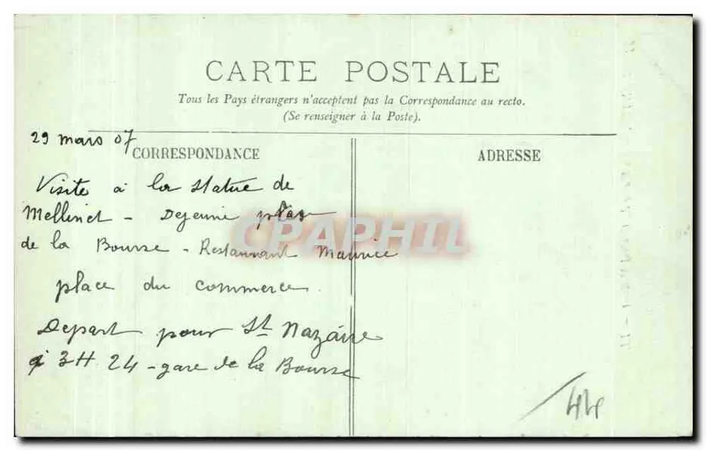 NANTES — Estátua do Geral Mellinet — LL. n°33 - Verso