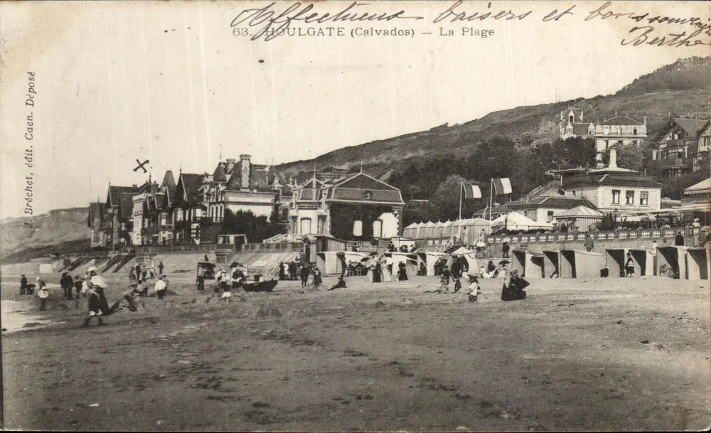 Houlgate (Calvados) — A Praia — J. Bréchet, editora Caen - Frente