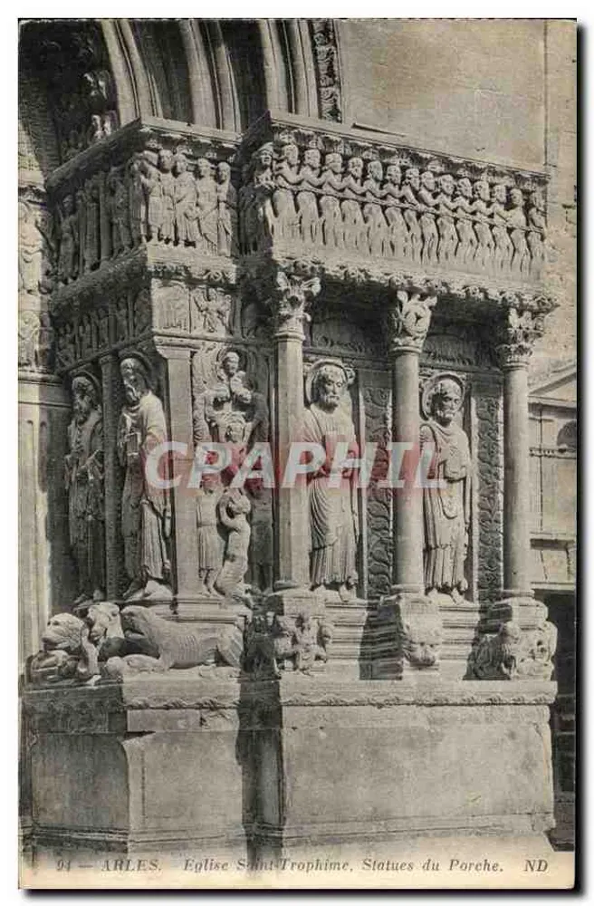 Arles — Kirche Saint-Trophime, Statuen des Portals — ND - Vorderseite