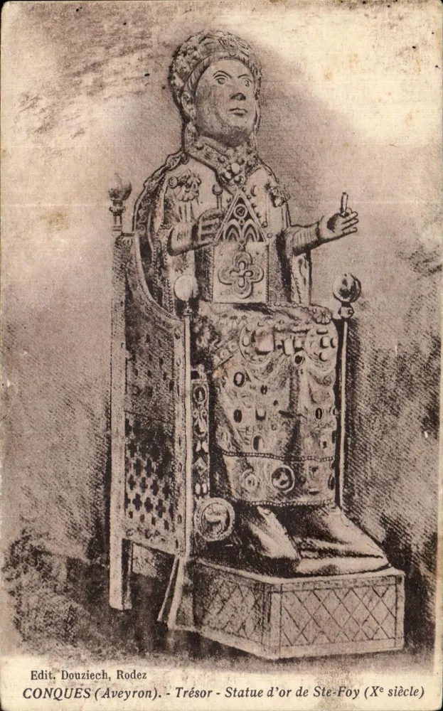 Conques (Aveyron) — Schatz - Goldstatue der Ste-Foy (10. Jahrhundert) — Edit. Douziech, Rodez - Vorderseite