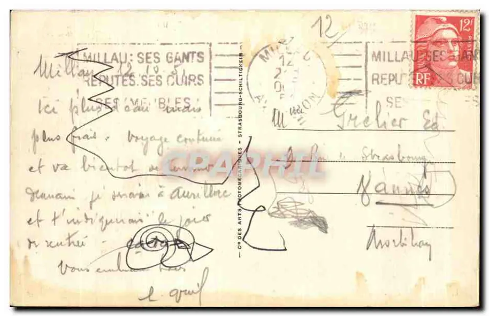 Millau — Visão Geral — LL.1 — Editor: Ch. des Arts Photomécaniques, Strasbourg - Verso