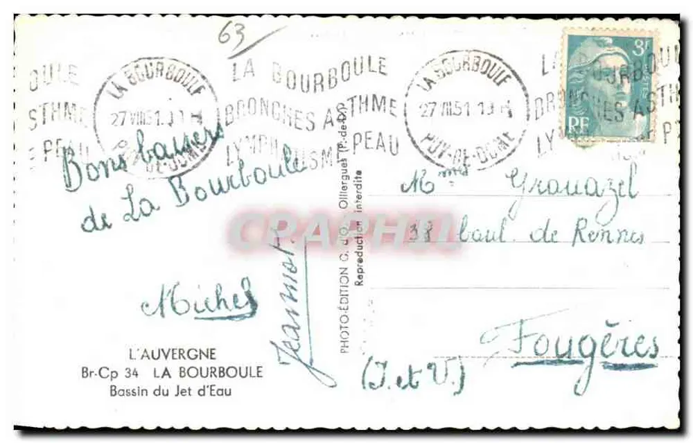 Becken des Jet d'Eau — La Bourboule — Verlag C.d'O. - Rückseite