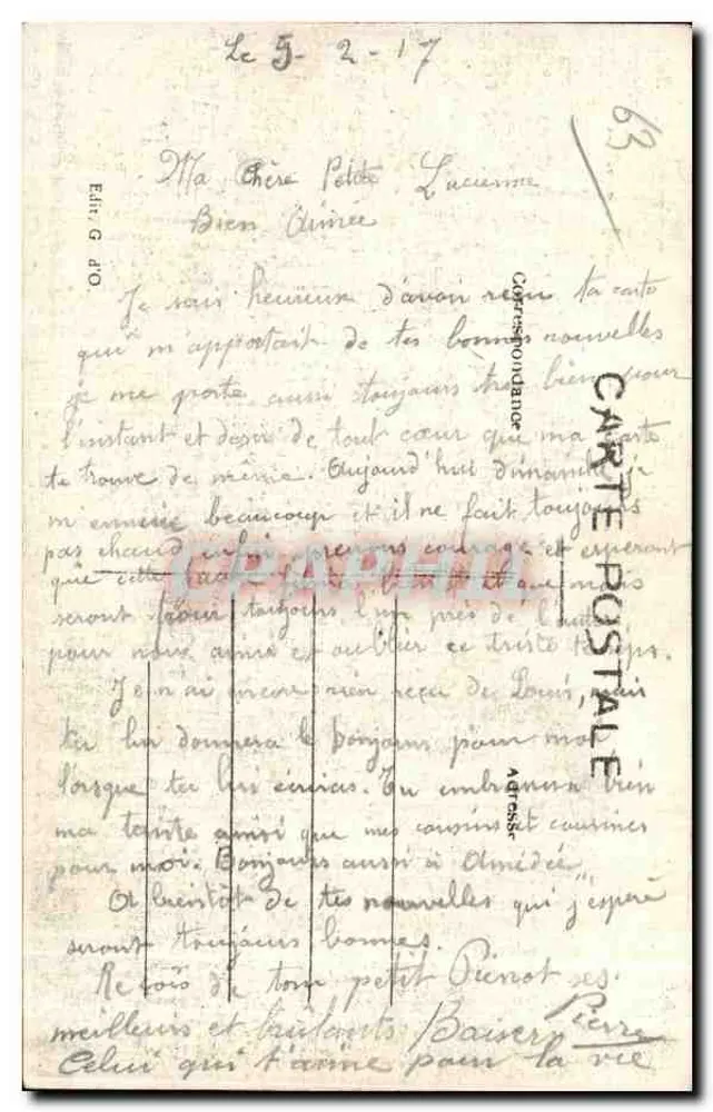 Clermont-Ferrand — Vista do Lycée Jeanne-d'Arc — Editor G. D'O. n°397 - Verso
