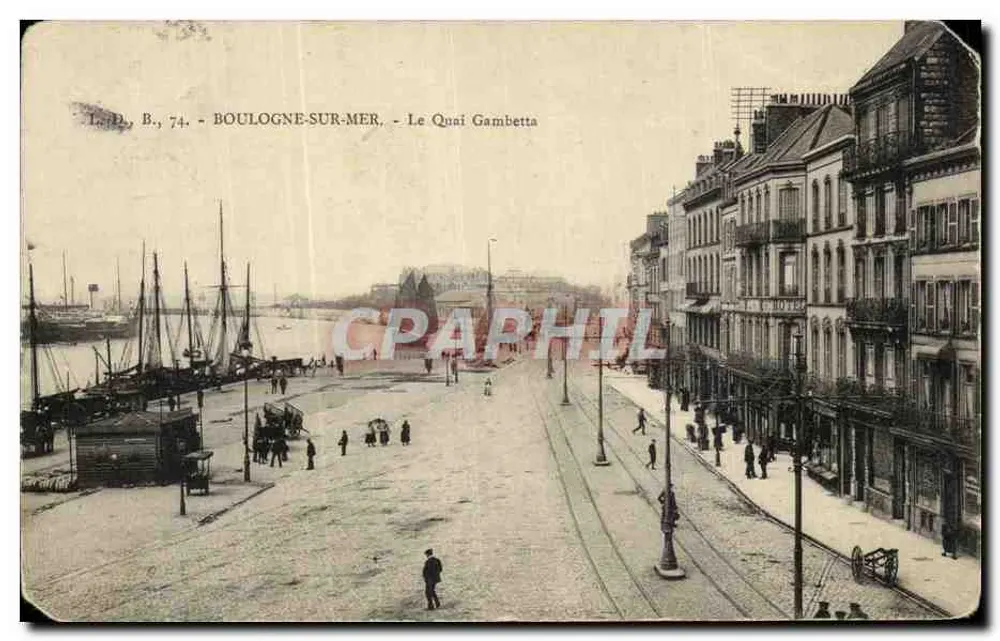 Boulogne-sur-Mer — Le Quai Gambetta — Verlag L. D., B., 74 - Vorderseite