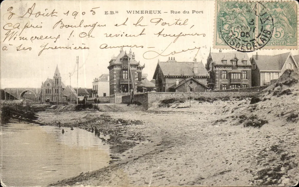 Wimereux — Rue du Port et le Portel — E.B.56 - Frente