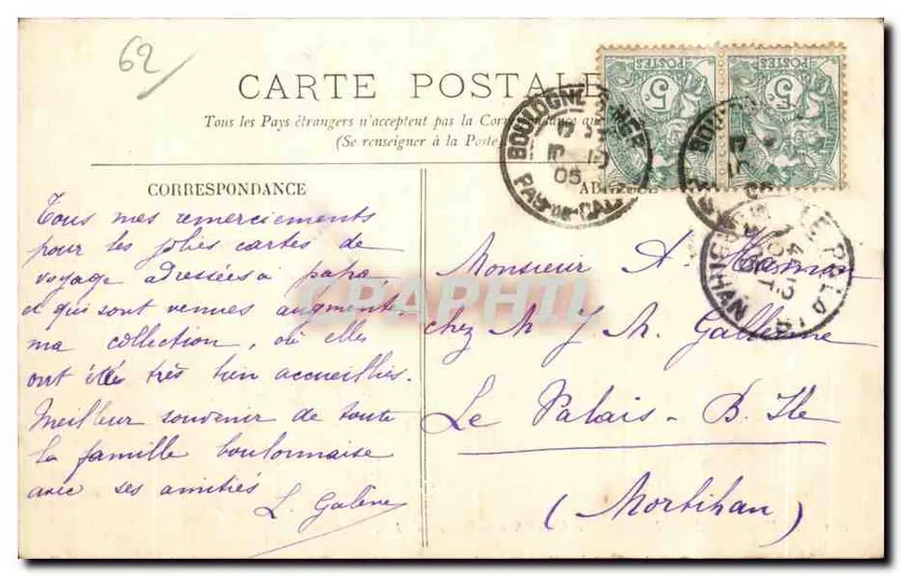 Boulogne-sur-Mer — Boulevard Sainte-Beuve — La Capelle, perto de Boulogne - Verso
