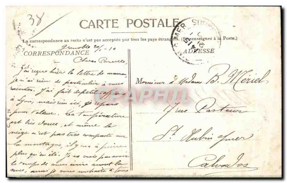 Grenoble — La Tronche, die Isère und die Alpen — unbekannter Verlag - Rückseite