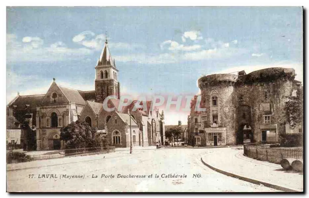 Laval (Mayenne) - Die Beucheresse-Tür und die Kathedrale - NG. - Vorderseite