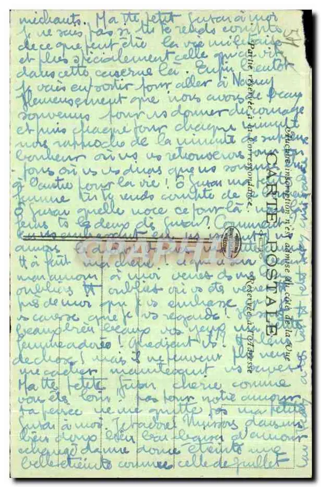 Lunéville — Bairro Dicttmann, D.D. — Carta postal militar - Verso