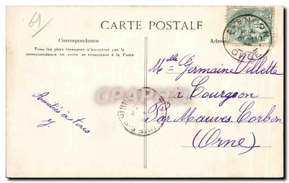 Lembrança de Alençon — colagem de vistas locais com flores secas — Pasluer-Greslebin, Edit, Alençon - Verso