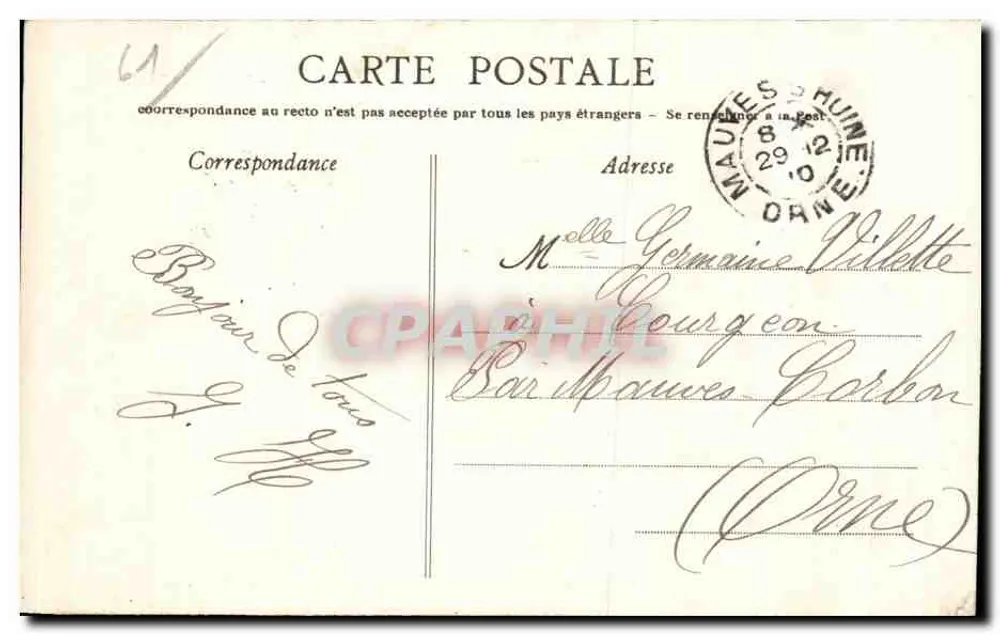 Alençon - Visão sobre a Sarthe — Edit. Grand Bazar das Novas Galerias - Verso