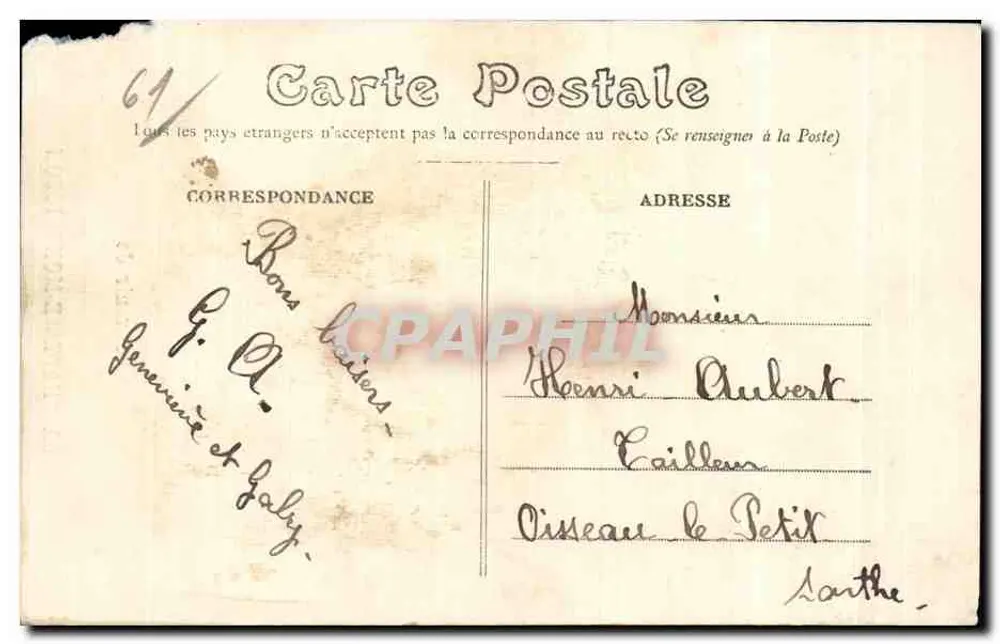 La Chapelle-Montligeon — Lembrete de — editor desconhecido, número de série não visível - Verso