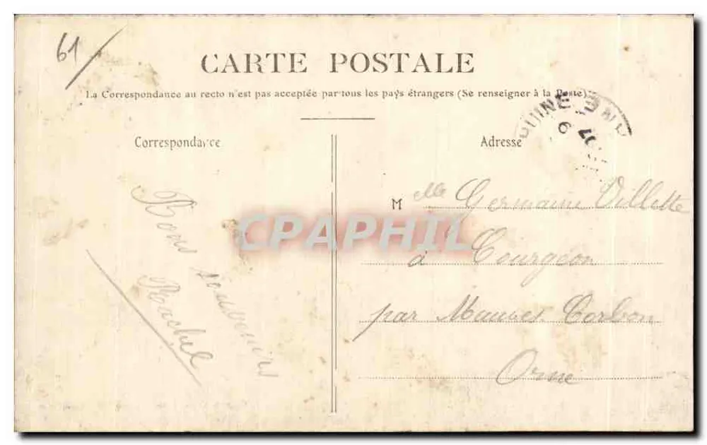 Sees (Orne) — Vista Geral — Editor: A. B. B. (Boulogne-Billancourt, n° 61) - Verso