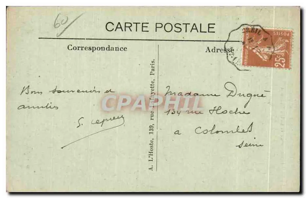 Orry-la-Ville (Oise) — Schloss der Weißen Königin — L'H. Paris - Rückseite