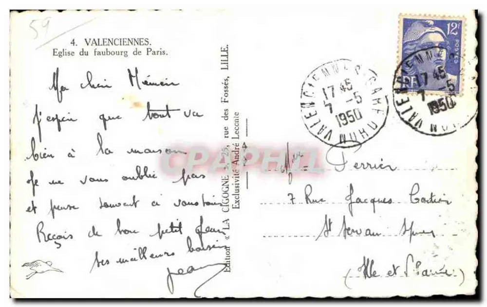 Kirche des Faubourgs von Paris — Valenciennes — Edition La Cigogne - Rückseite