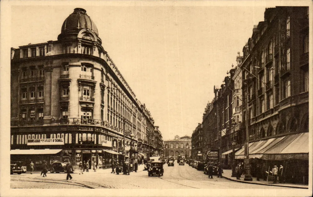 Rue Faidherbe à Lille — vue de l'angle avec l'immeuble de la Maison d'Affaires D'SCHOLL — éditeur Les Éditions d'Art MON 15, Rue de la République - Anverso