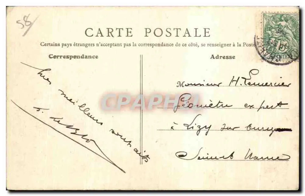 La Charité - L'Asile — vista da cidade e do vinha — B.F., PARIS - Verso