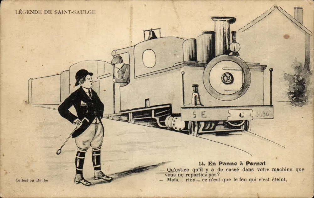 Legende von Saint-Saulge — Szene eines defekten Zuges in Pernat — Verlag Sammlung Roubé, n° 14 - Vorderseite