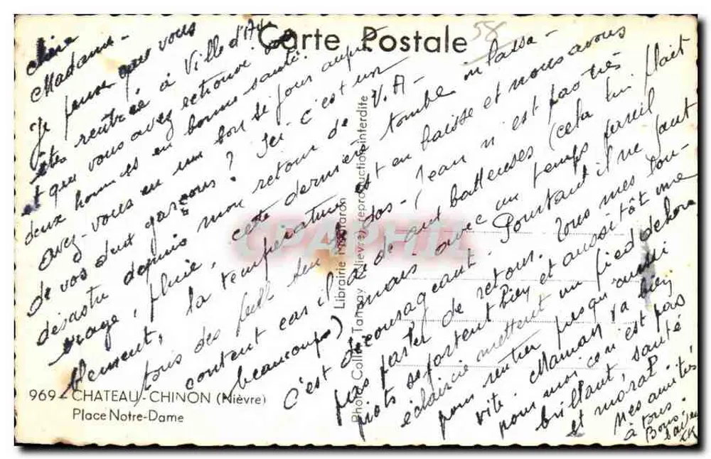 Notre-Dame-Platz in Château-Chinon — Verlag Librairie Tarracq, Nr. 58 - Rückseite