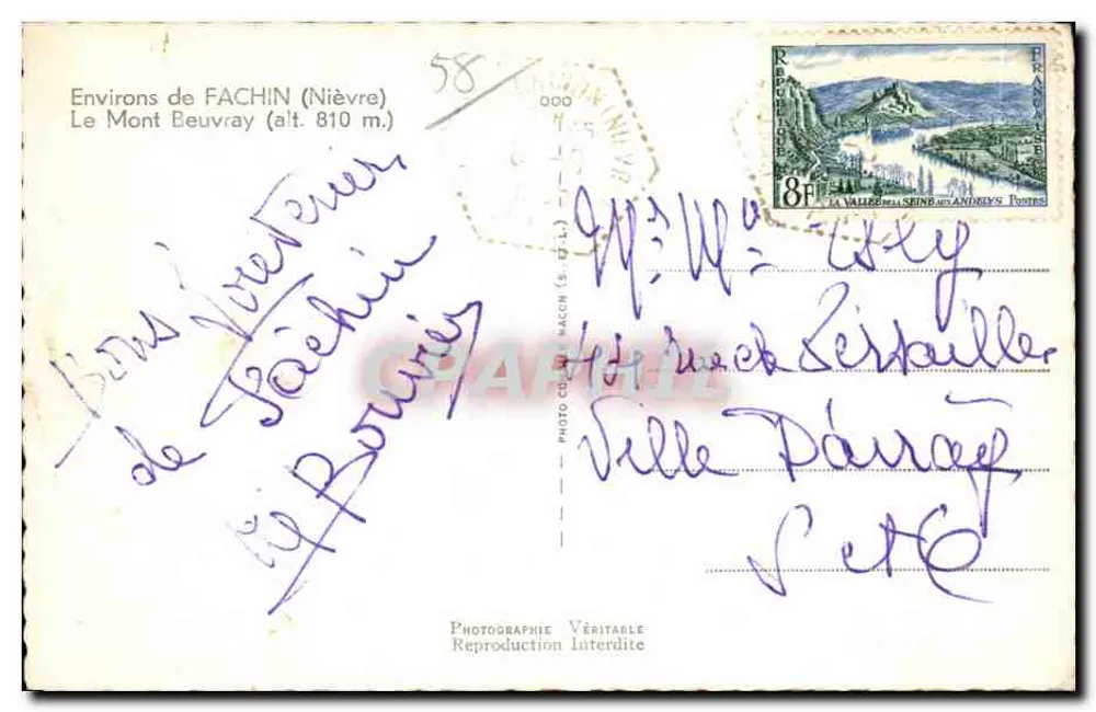 Umgebung von FACHIN (Nièvre) — Berg Beuvray (Höhe 810 m.) — Authentische Fotografie, Reproduktion verboten - Rückseite