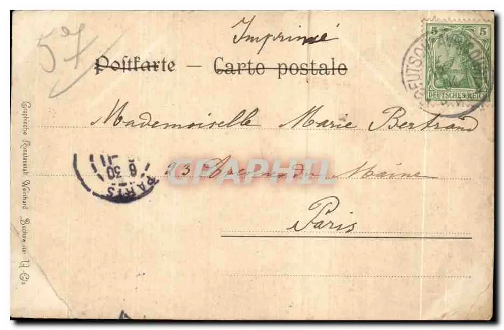 Deutscher Avricourt — Die Bahnhof. — Verleger: Druckerei Romainard, Wœnland - Rückseite