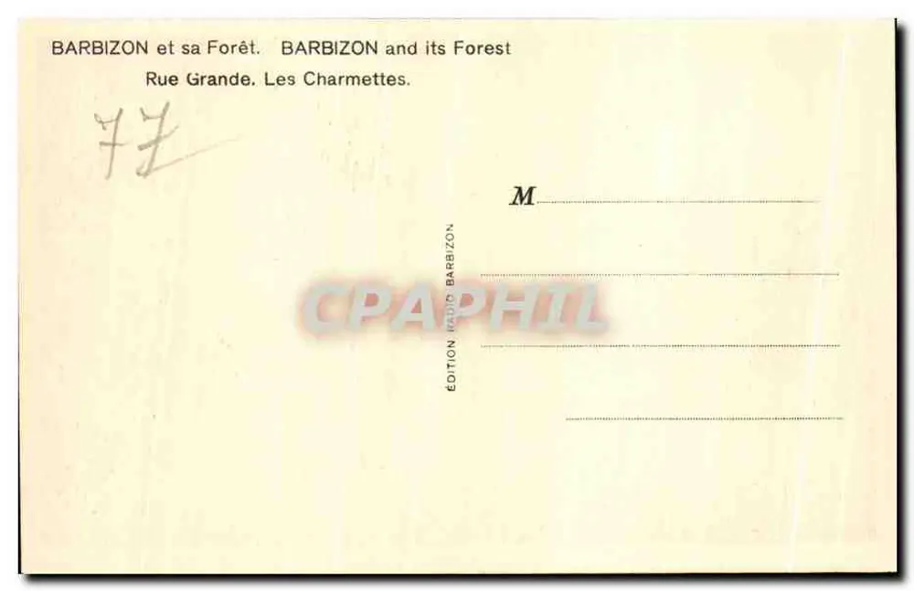 Barbizon - Grande Straße. Les Charmettes — Barbizon-Ausgabe - Rückseite