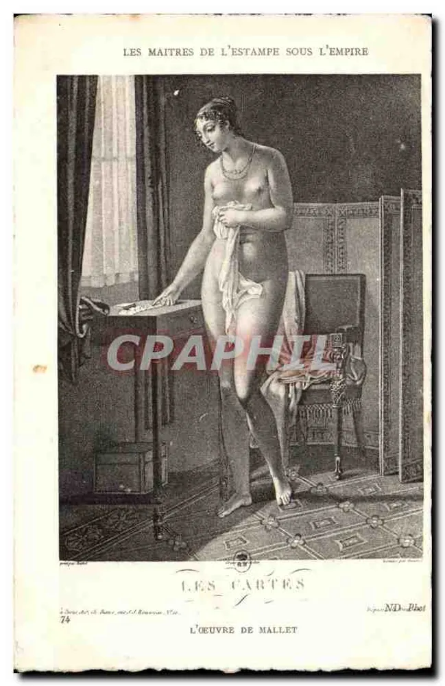 Nackte in einem Zimmer — Serie 'Die Meister der Lithografie unter der Herrschaft Napoleons' — Verlag Les Cartes, n°74 - Vorderseite