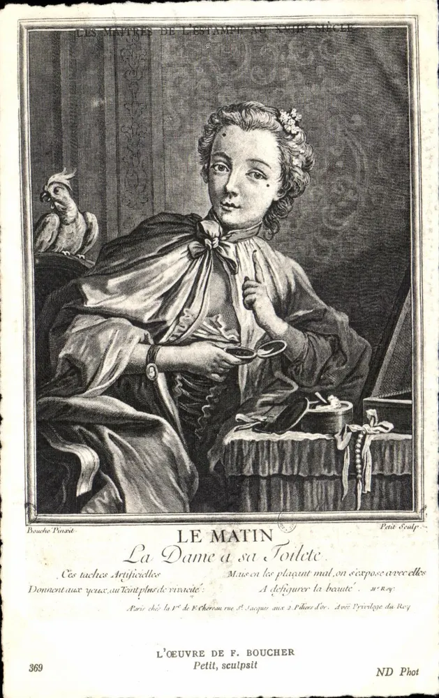 A Dama na Sua Toalete — gravura de F. Boucher, editada por ND Phot, n° 369 - Frente
