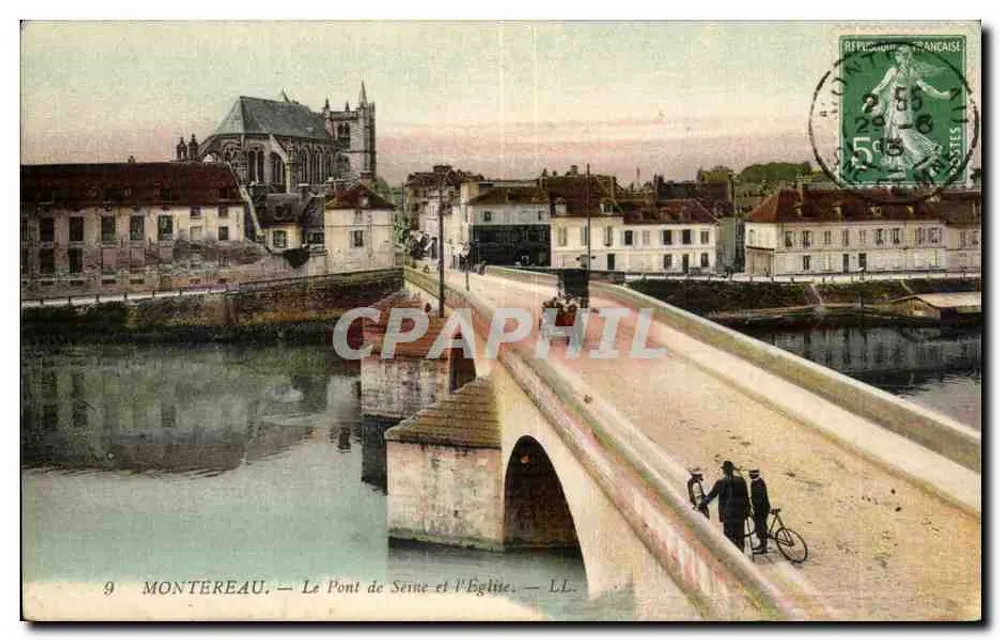 Montereau — Die Seine-Brücke und die Kirche — LL. - Vorderseite
