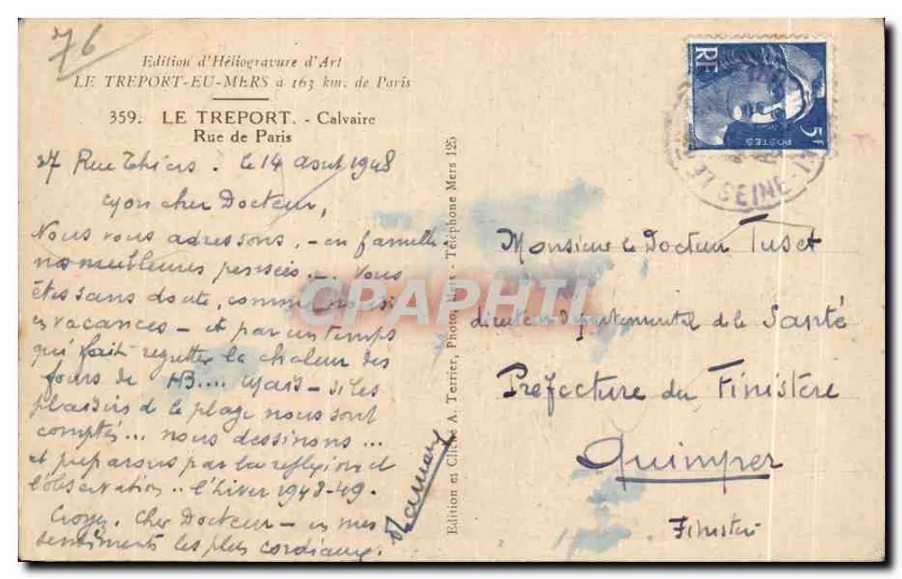 Calvário de Le Tréport — Edição de Héliogravure d'Art, Paris — n° 359 - Verso