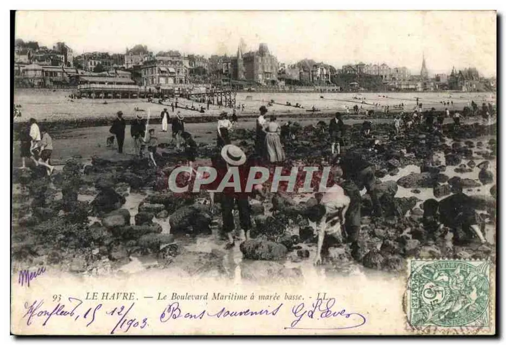 Le Havre — O Boulevard Marítimo à maré baixa — G. H. Leves - Frente