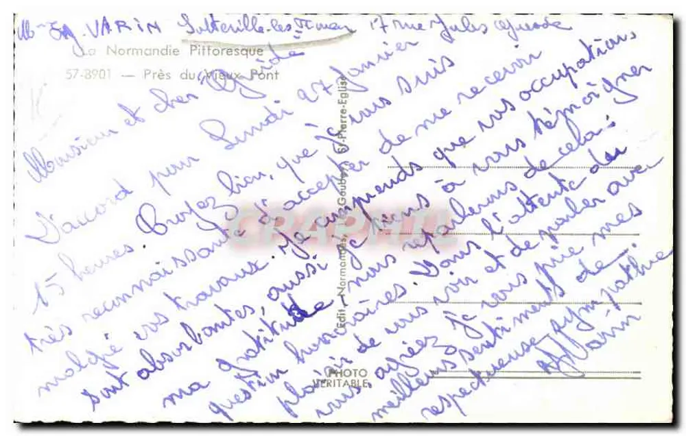 Bildergalerie — Nahe dem alten Brücke — Verlag: Photo Véritable, n° 57-8901 - Rückseite