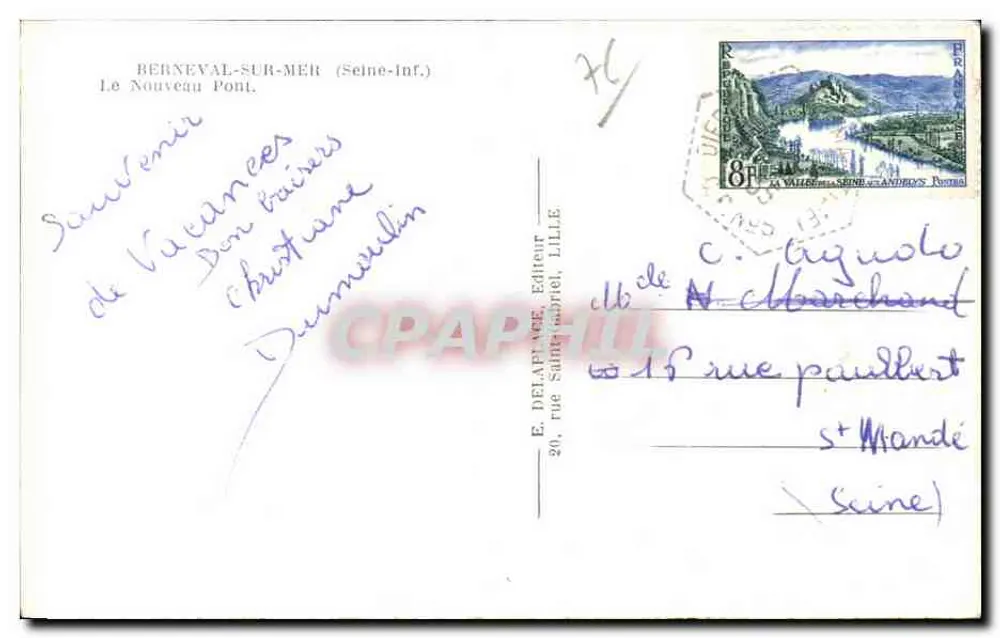 Berneval-sur-Mer — O Novo Ponte — E. Delapage, Lille - Verso