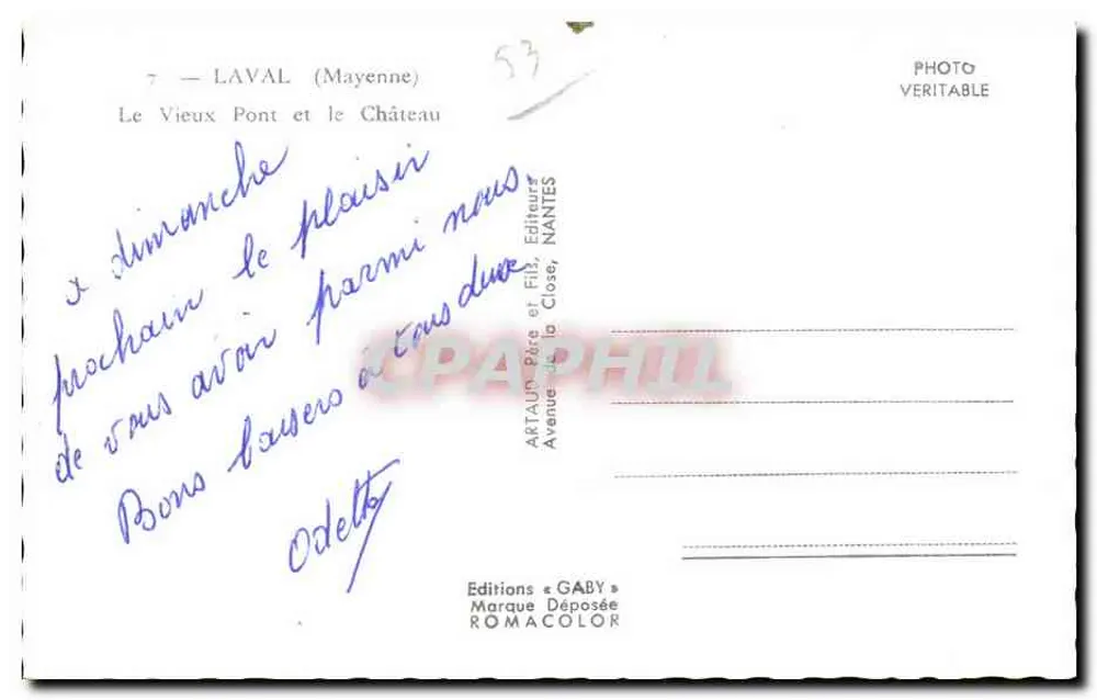 Laval (Mayenne) — Die Alte Brücke und das Schloss — Editions GABY - Rückseite